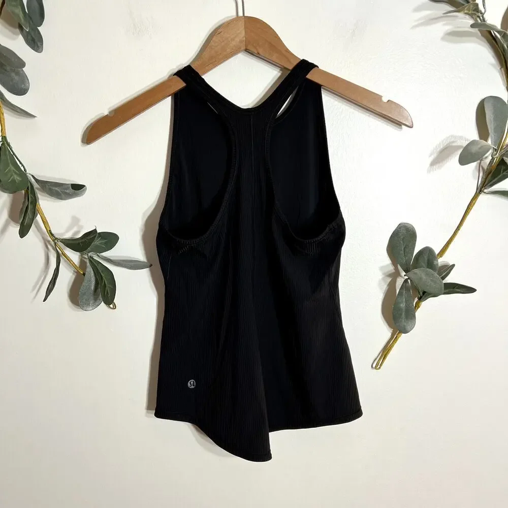 Lululemon Black Ribbed High Neck Tank